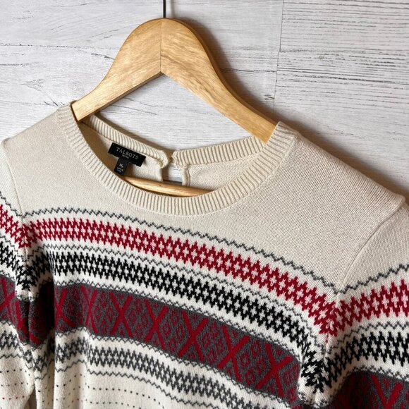 Talbots Sweater Womens Size MP Criss Cross Fair Isle Long Sleeve Cashmere Blend - Picture 6 of 15